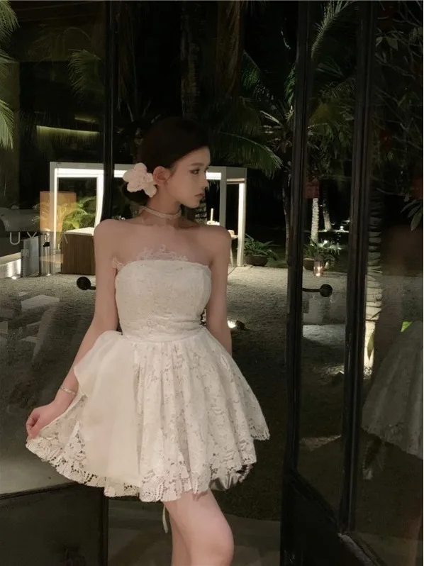 

Heavy Embroidery Lace Strap Fibone Dr Women's Winter Pure Desire Waist Cinching Slimming Beautiful Fluffy ort Dr