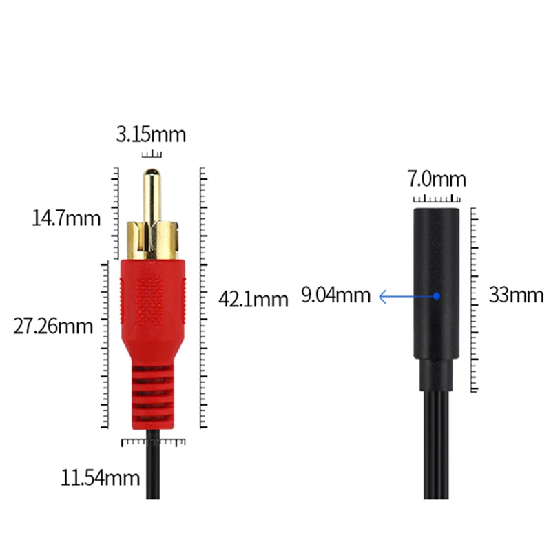 1PCS 20cmGold-plated/10cmNickel plating  3.5mm Jack Male to 2 RCA Female Jack RCA Stereo Y Audio Cable Converter Adapter