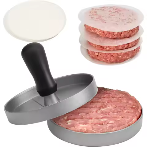 Aluminum Burger Press &ndash; Non-Stick Hamburger Patty Maker for Kitchen, BBQ &amp; Grill, Easy Clean Meat Press Tool