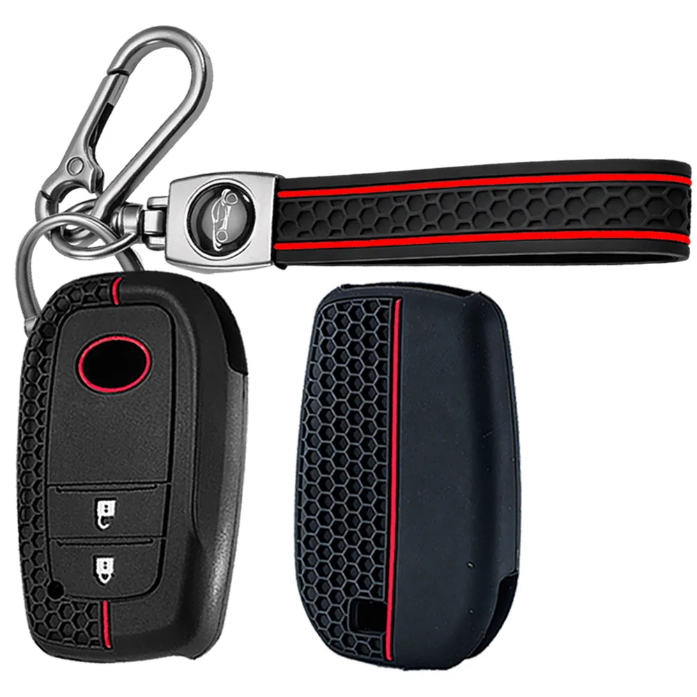 Key Fob Case With Chain For Toyota Yaris Vios Corolla Camry RAV4 Prius Aqua Vitz Ractis Belta Wish Yaris X C-HR Levin Non Slip