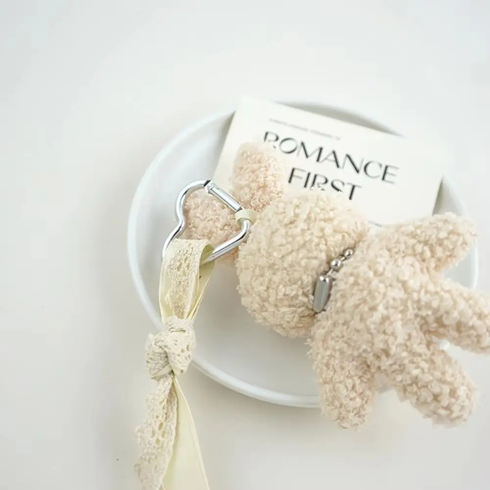 Durable Silver Heart Bunny Keychain Bow Ribbon Rabbit Charm Cute Rabbit Soft Rabbit Bag Decoration