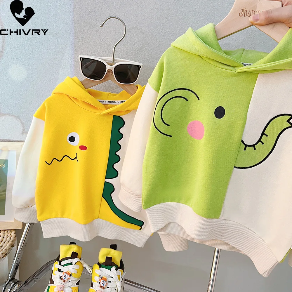 New Baby Boys Spring Autumn Fashion Cartoon Animal Patchwork Hooded Hoodies Sweatshirt with Pants Kids Casual Clothing Sets