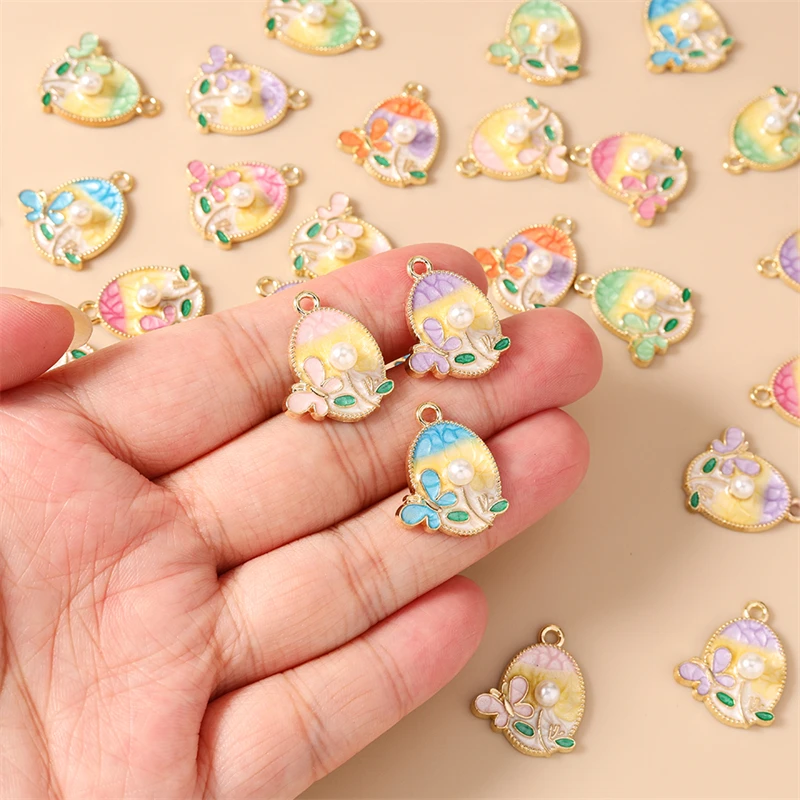 10 Stück 17x21mm Niedliche Emaille-Schmetterlings- und Blumenanhänger für die Herstellung von Ohrringen, Halsketten, Armbändern, DIY-Bastelarbeiten und Schmuckzubehör – Detail 3
