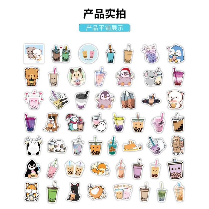 100pcs 만화 귀여운 우유 차 개인화 된 낙서 장식 스티커