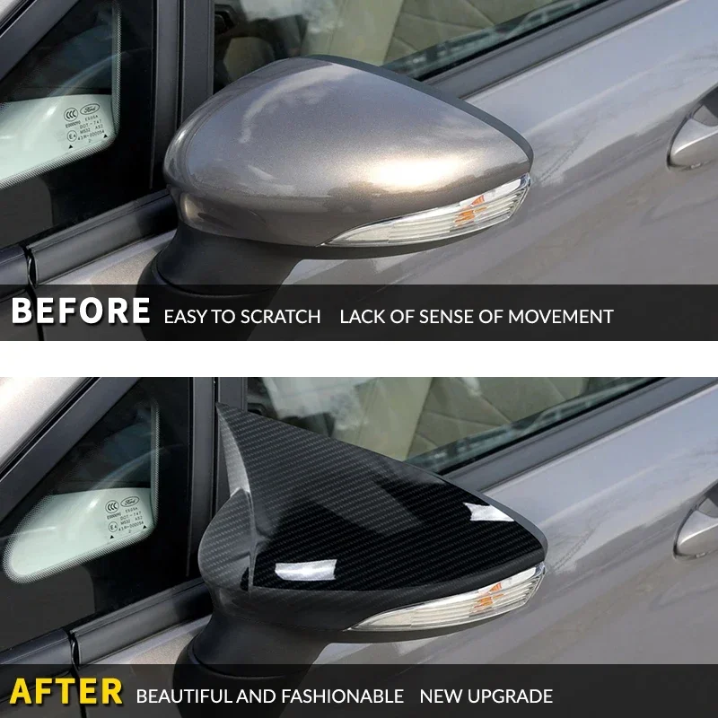 Bat Style Mirror Cover For Ford Fiesta 2008 2017 Rearview Mirror Cover 2Pieces Cover Glossy Black Car Accessories