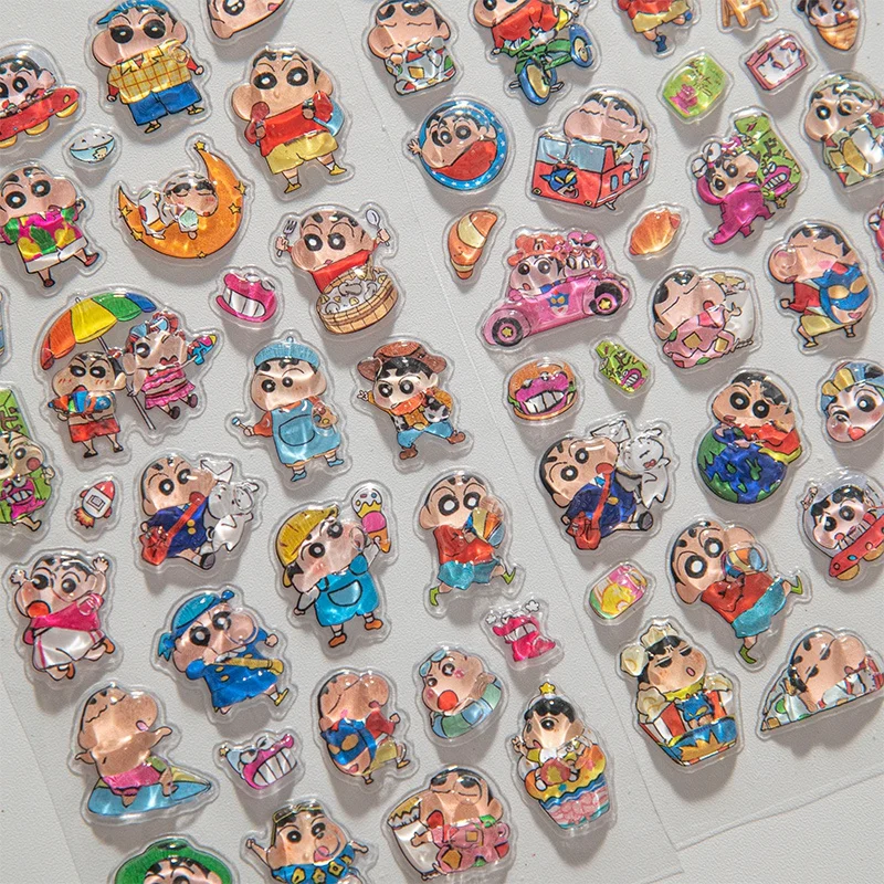 Pegatinas 3D de dibujos animados con sello de gota de caramelo, regalos de fiesta, pegatinas para ordenador portátil, pegatina para funda de teléfono Shin-chan ン