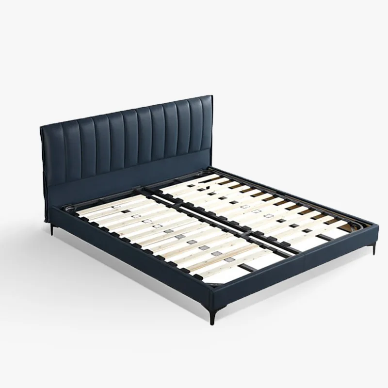 Italian minimalist modern minimalist Internet celebrity creative designer first layer cowhide children's bed bedroom furniture