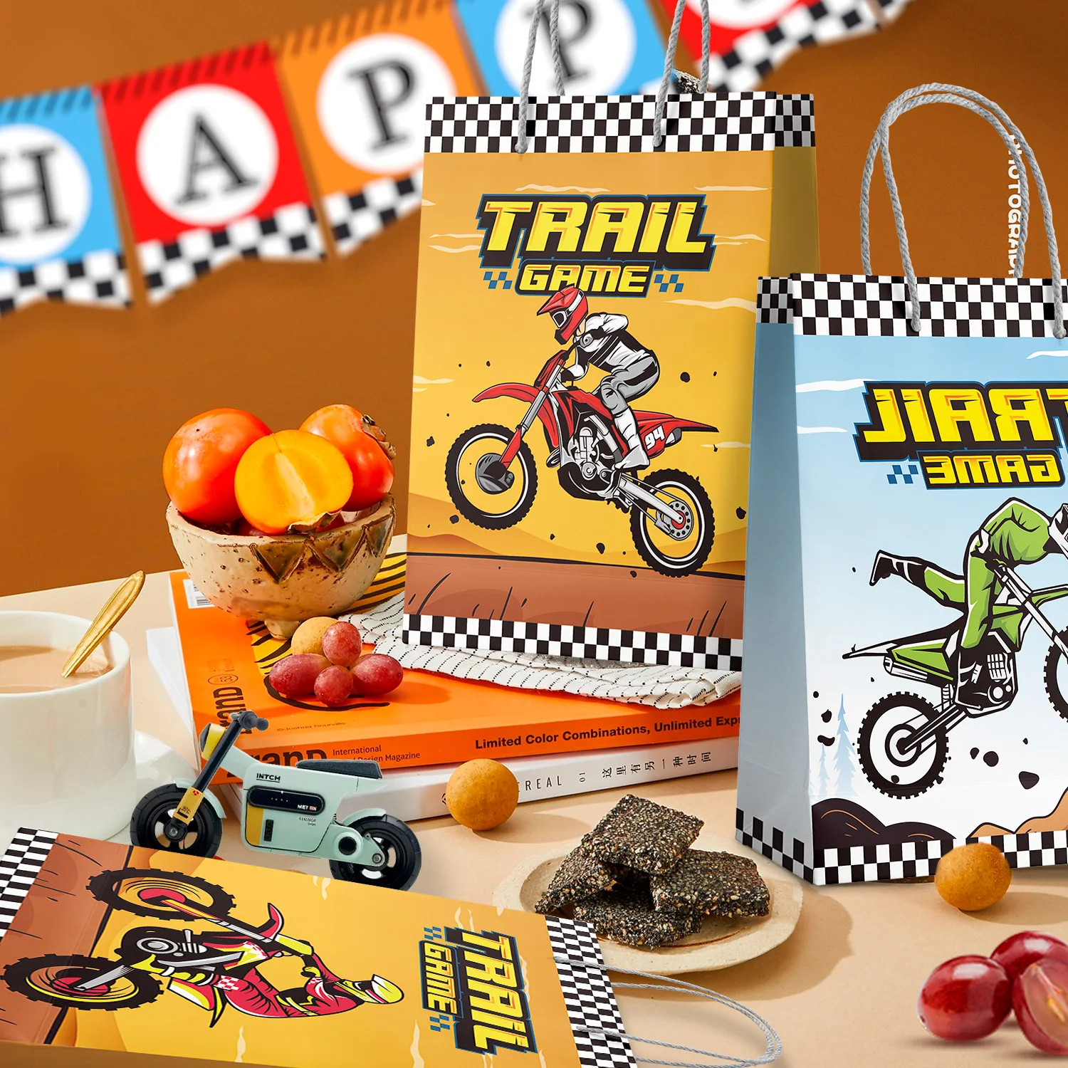 Motorcycle Party Gift Bags, 24 Pcs Dirt Bike Party Bags Set - Motocross Themed Party Favor Bags, Dirt Bike Party Gift Treat Bags