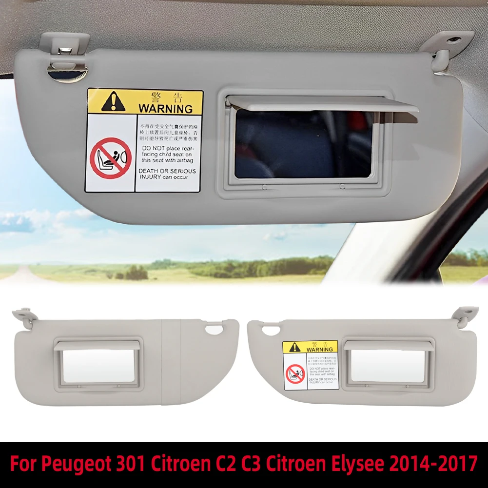 Sunvisor With Mirror For Peugeot 301 Citroen C2 C3 Citroen Elysee 2014-2017 98038432DS 98038433DS Shade Sunvisor Car Accessories