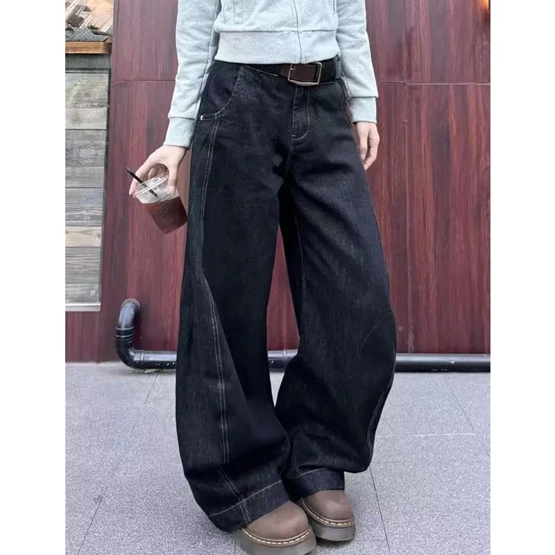 Harajuku Casual 00S High Waist Loose Jeans 2025 Spring Winter Pants Women's Y2K Wide Leg Baggy Street Style Denim Trouser