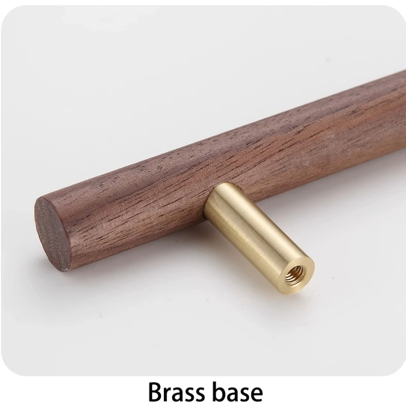 Nordic Wooden Long Drawer Knobs T bar Handle Walnut Cupboard Pulls Kitchen Cabinet Door Handle Furniture Decorate Pulls and Knob