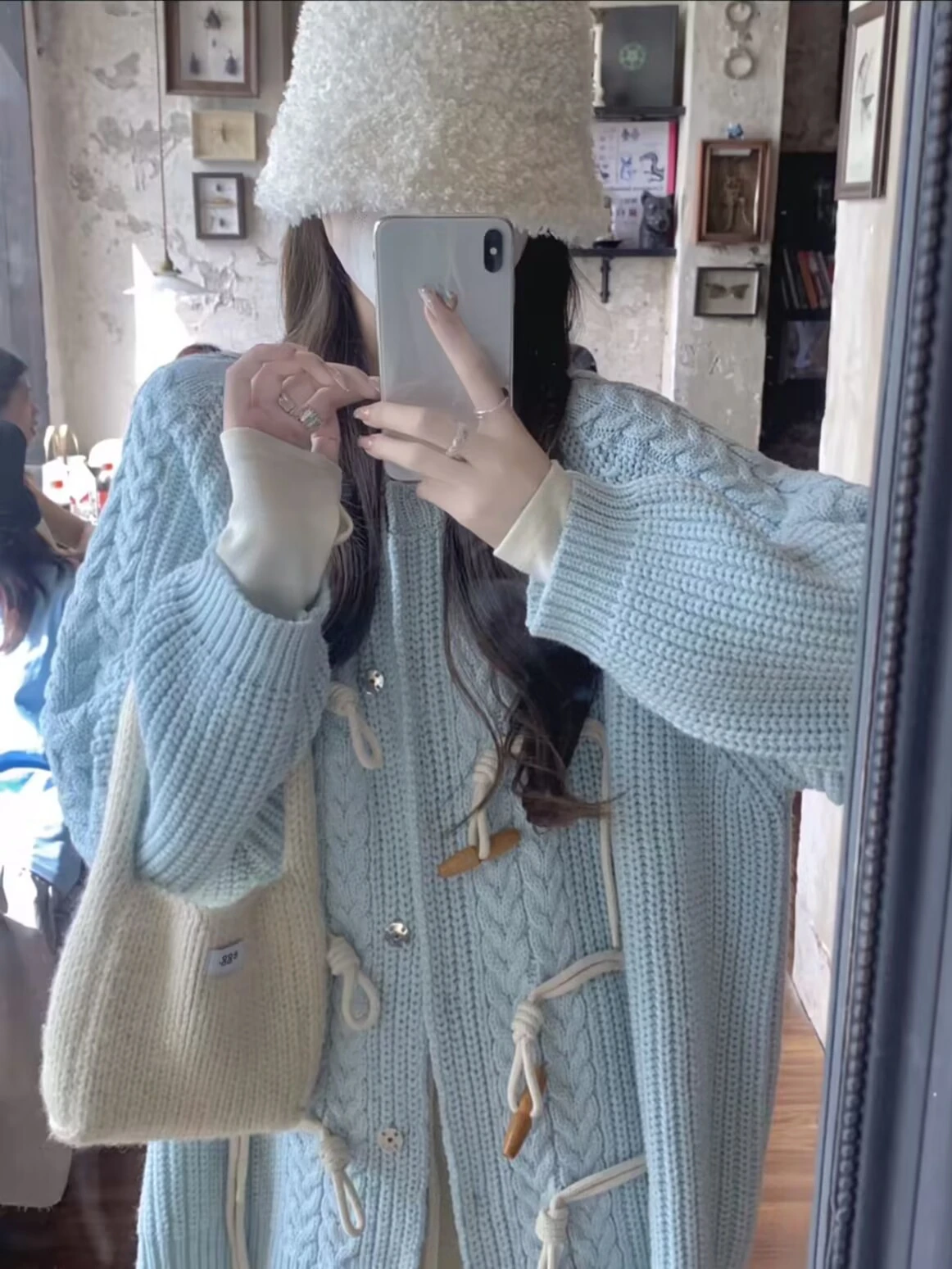 

Spring Thiened Knitted Sweater Cardigan Women's Loose Outerwear Lazy Sle Faionable V-ne Long Sve Cotton Cartoon Print