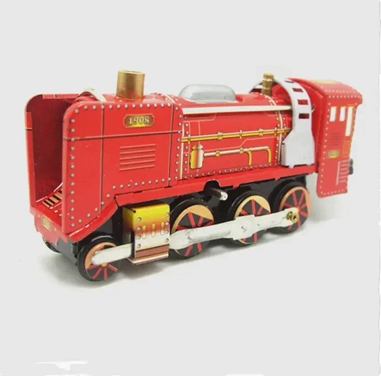 [Divertido] colección para adultos juguete de cuerda Retro locomotora de tren antiguo de estaño de Metal juguete mecánico figuras de juguete de relojería modelo regalo para niños