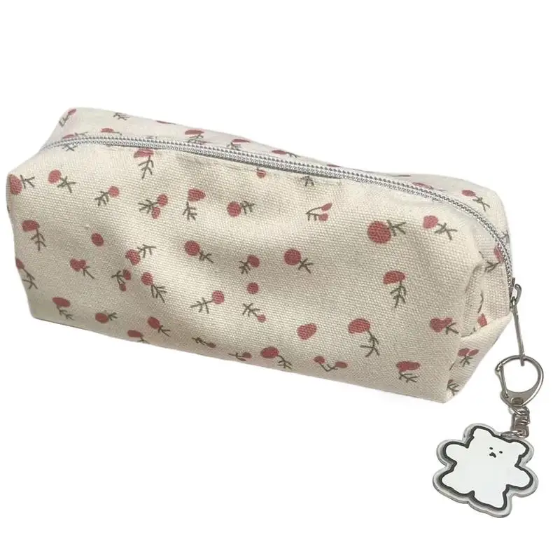

Floral Pencil Bag Portable Storage Case Bags Multifunctional Aesthetic Trendy Big Capacity Elegant Zipper Pouch Purse For Women