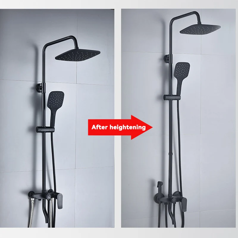 Extensor de ducha gris y negro, varilla de extensión de ducha, soporte de ducha, tubo elevador, accesorios de baño, 30 cm, 40 cm, 50 cm