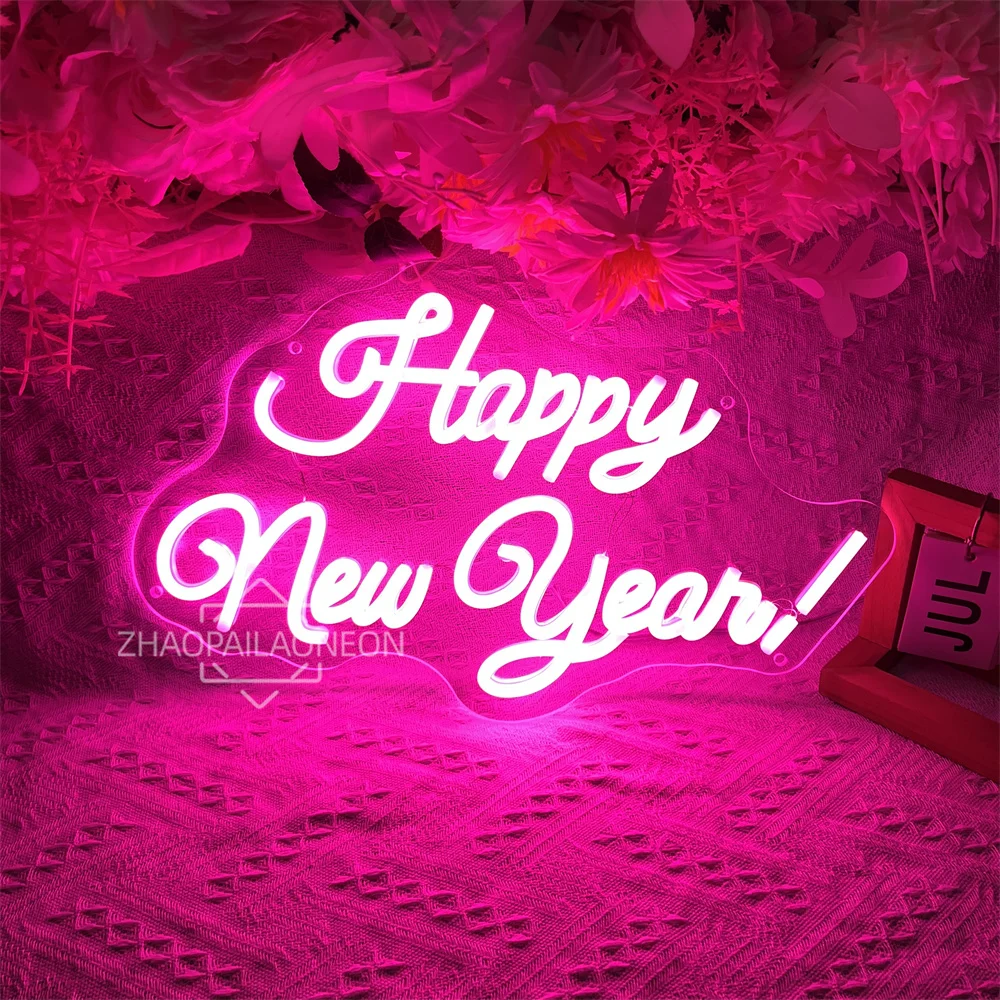 سنة جديدة سعيدة النيون علامات LED غرفة المنزل ديكور جدران حفلة عيد الميلاد أضواء النيون الديكور 2026 السنة الجديدة تخصيص الهدايا #4
