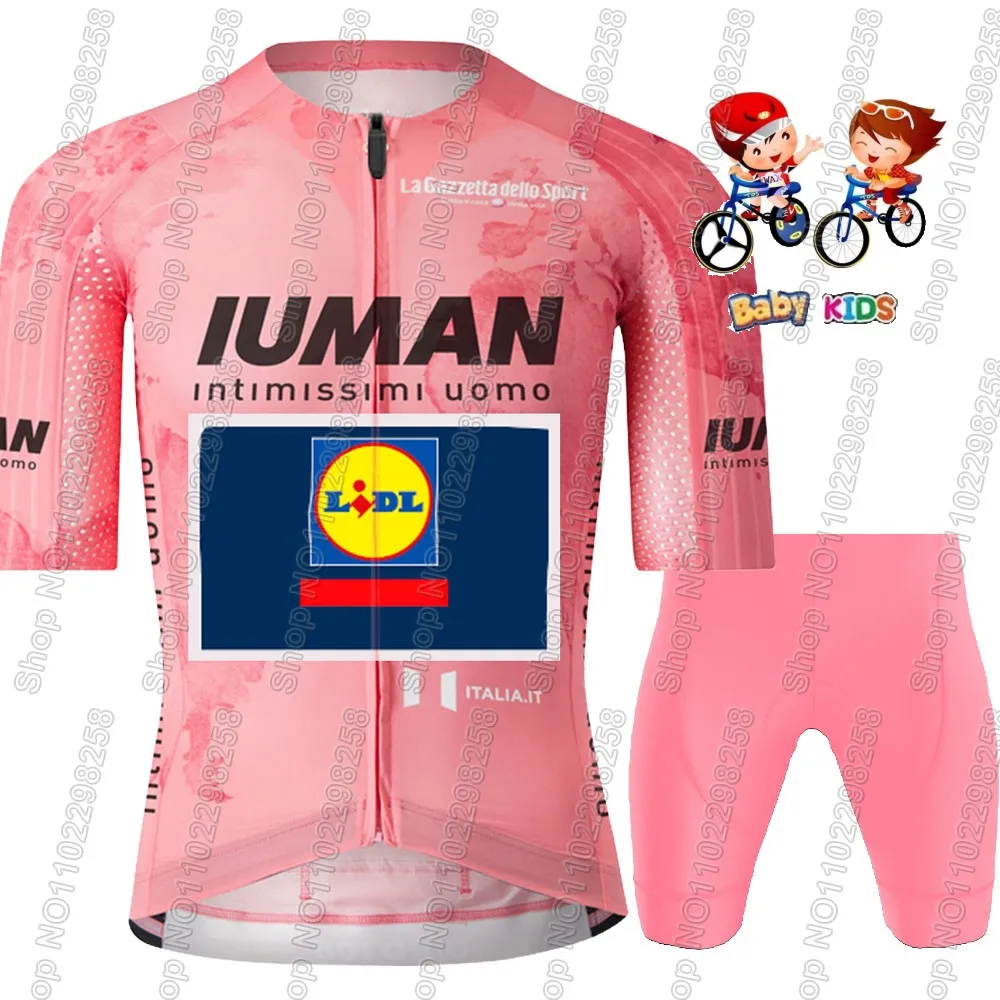 2025 Kids Lidl Team Tour De Itali Cycling Jersey Set Pink Purple Boys Girls Cycling Child Clothing Road Bike Shirts Suit Bicycle view 3