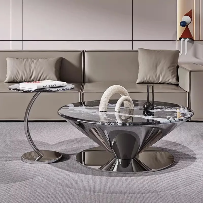 

Round Metal Coffee Table Save Space Decoration Fashion Interior Beauty Side Table Decoration Mesas Bajas Postmodern Furniture