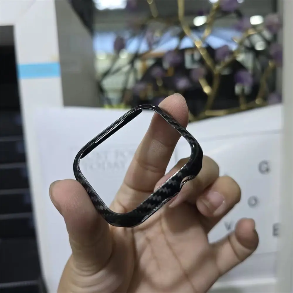 غطاء حماية صلب رفيع من ألياف الكربون الحقيقية لساعة أبل سيريز 10 42 ملم 46 ملم