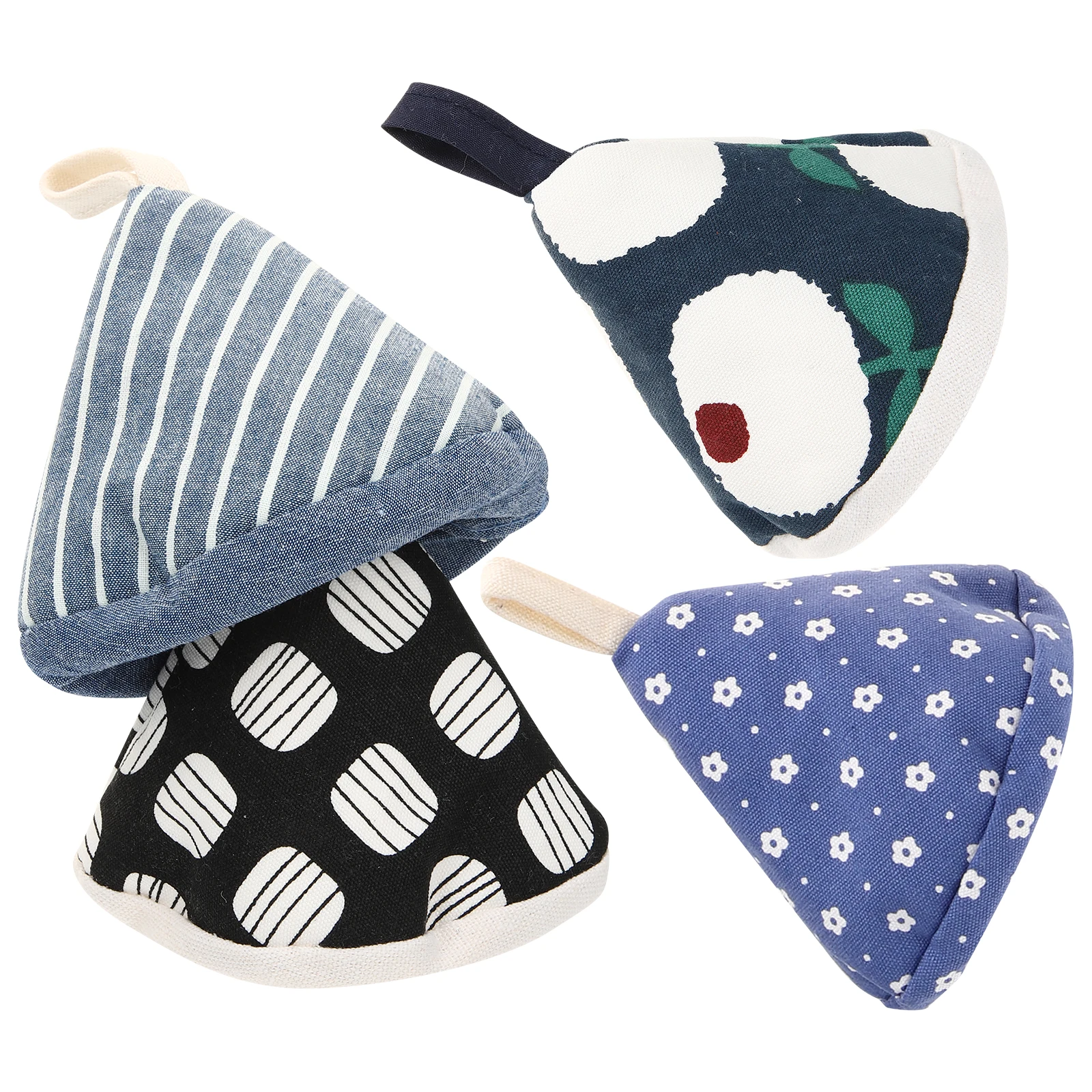 

4pcs Insulated Handle Heat Resistant Pot Holders Triangle Lid Mitt Knob Cover Kitchen Gadget Gloves Cooking Oven Microwave Anti