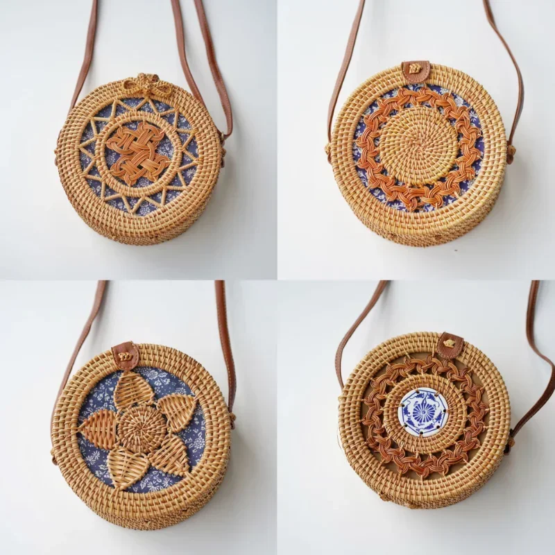 Square Round Multi Style Straw Bag Handbags Women Summer Rattan Bag Handmade Woven Beach Circle Bohemia Handbag New Fashion