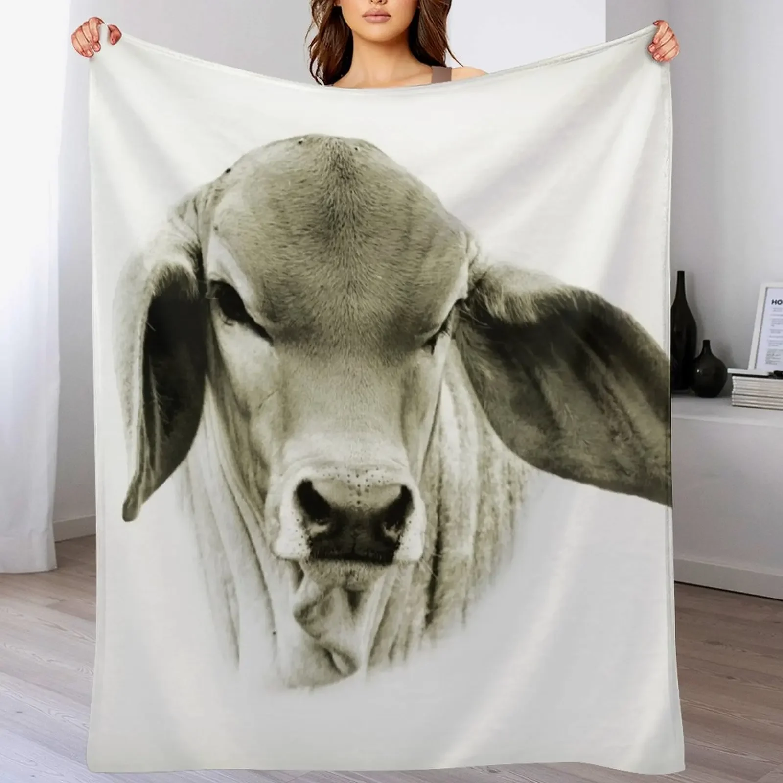 New BRAHMAN CALF, PORTRAIT, WALL ART Throw Blanket warm for winter Plush Hairys Blankets