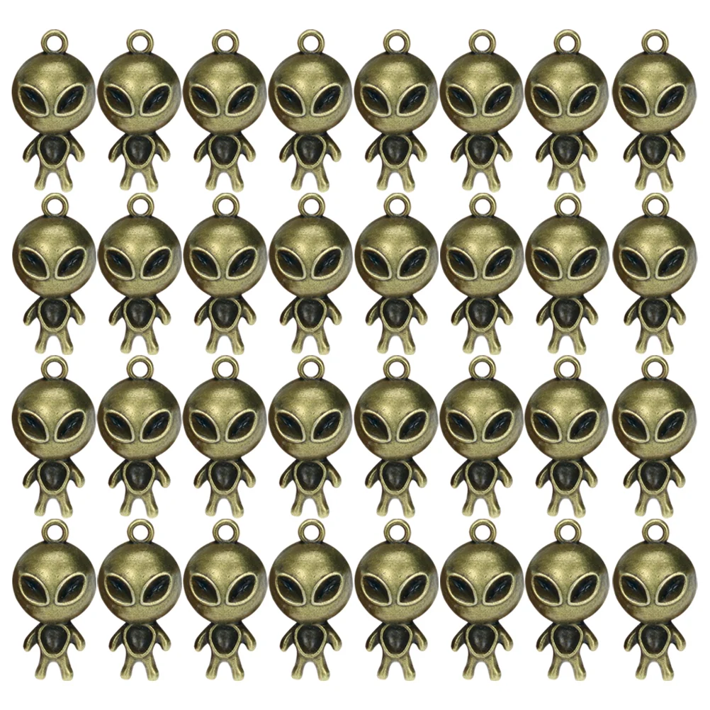 

50pcs Vintage Alloy Alien Pendants Necklace Earrings Charms Unique Eye catching Extraterrestrial Craft Jewelry Accessories