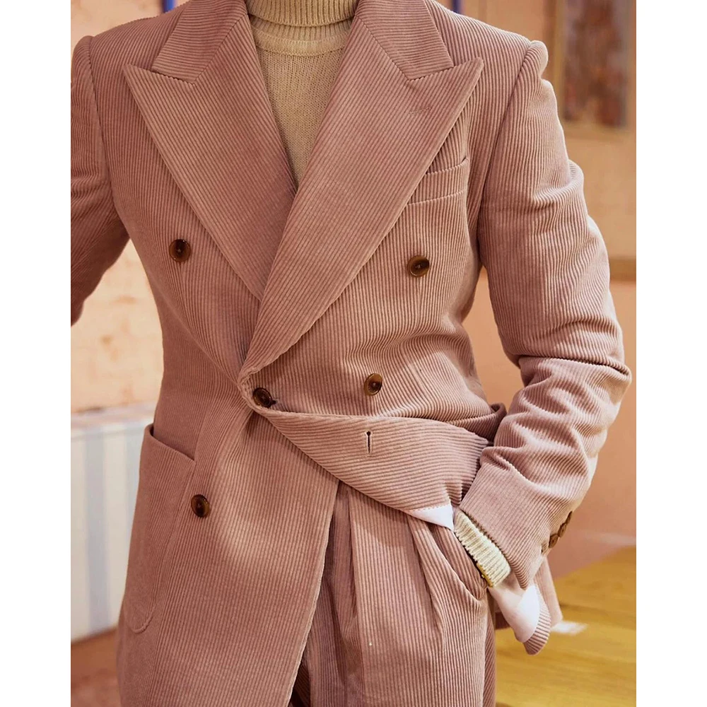 

High Quality Men Suit Two Pieces Formal Double Breasted Business Set Groom Wedding Prom Party Outfit (Jacket+Pants)