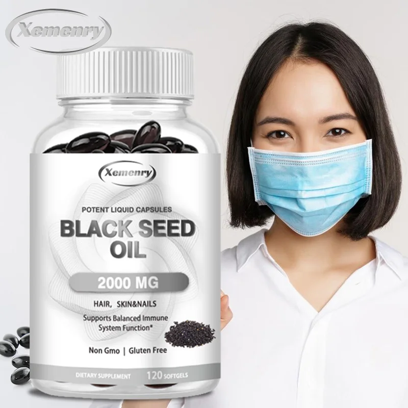 Black Seed Oil Capsules 2000 Mg - Helps Regenerate Hair and Protect Skin and Nails