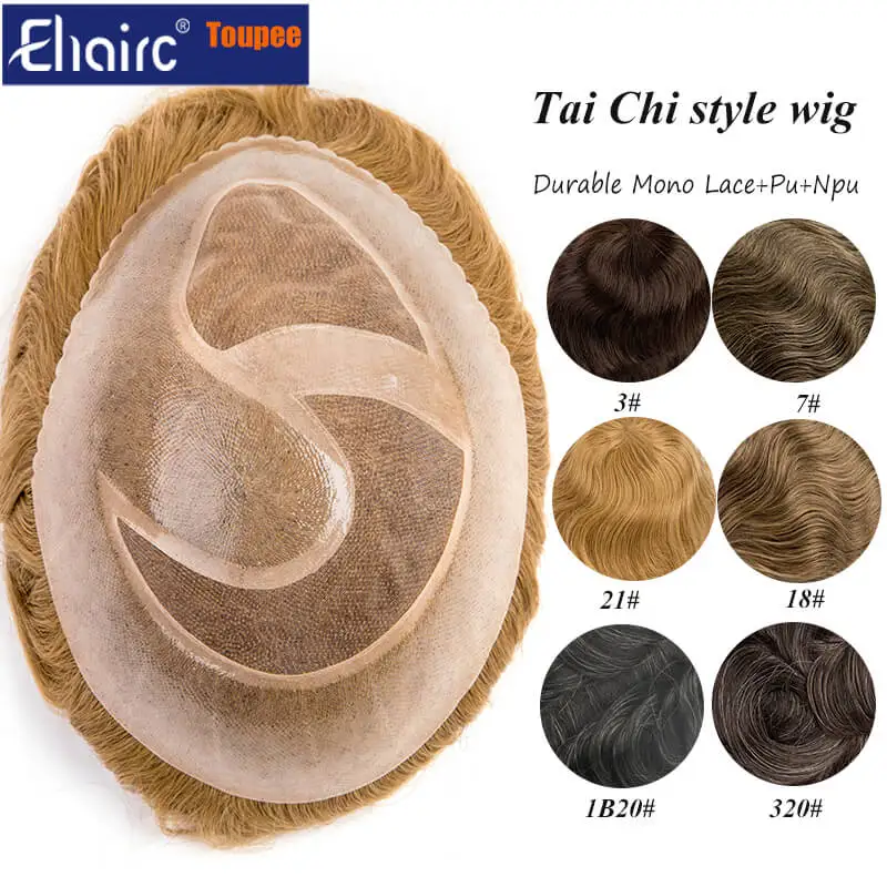 

Tai-Chi Style Men Wig Male Hair Prosthesis Natural Hairline 6" Men's Capillary Prothesis Durable Toupee Men Wigs For Man