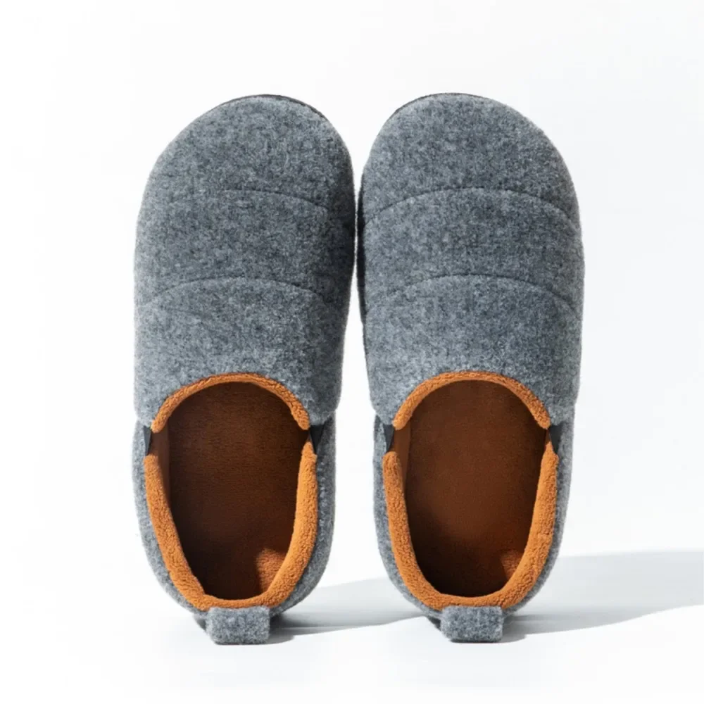 Slippers Fleece Warm Indoor House Shoes Kidmi Men Winter Closed Toe Home Soft Sole Slip On Cozy Bedroom Cotton Slippers For Male