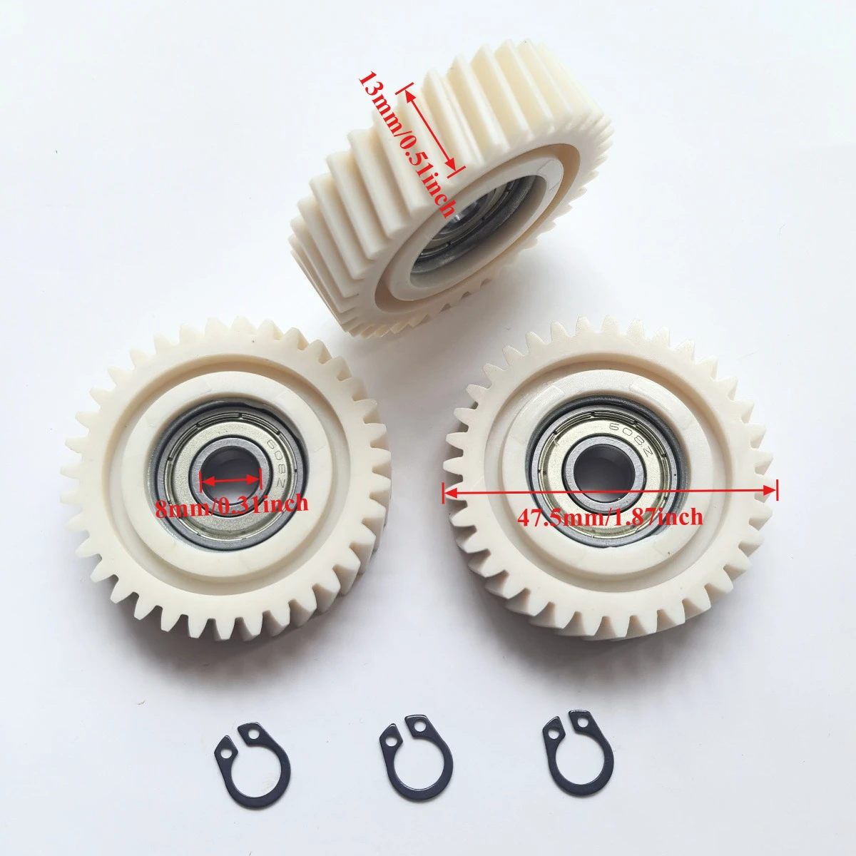 47.5x13mm Oblique Planetary Gear 35T E-Bike Motor Gear Nylon Helical Gear with 8mm Bearing Compatible with E-Bike Hub Motor Part
