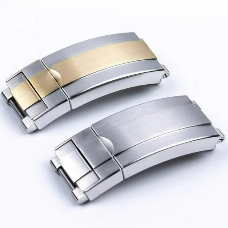 Original 904L Stainless Steel Folding Buckle for Rolex Watch Buckles Brushed Frosted Silver New Version Submariner 9x9 9x16mm