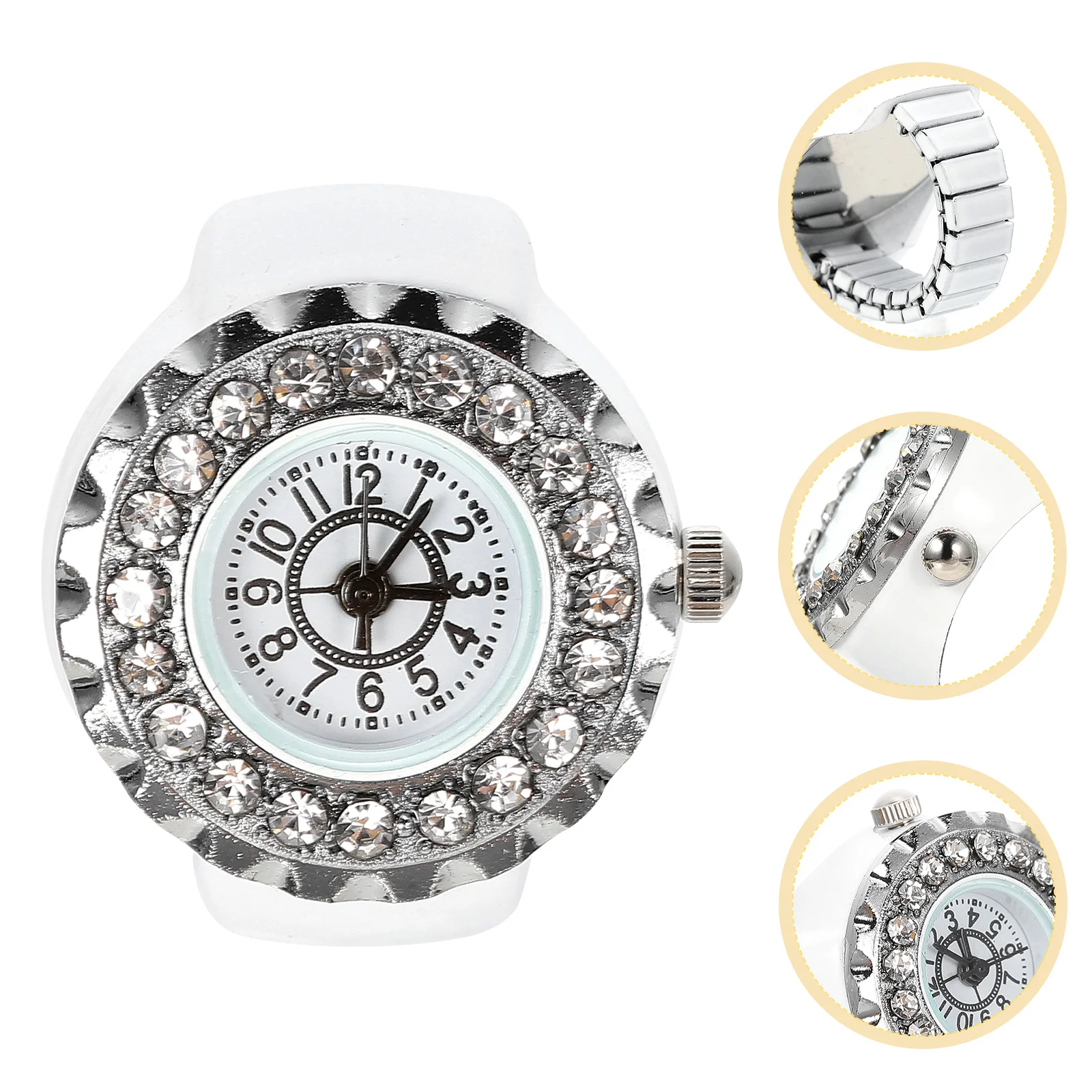 

Watch Finger Elastic Girl Stylish Shiny Watches Women Decorative Glitter Circle Vintage Rings