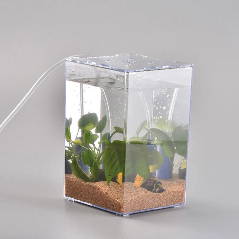 Turtle Tank Accessories Betta Fish Desktop Aquarium Container Transparent Small