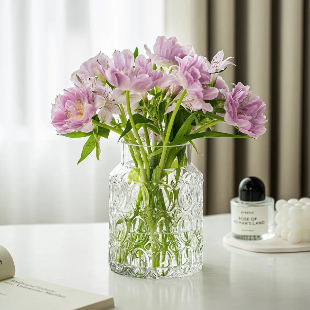 Vase glass transparent decoration living room flower arrangement water culture hydroponic lily flowers retro creative table deco