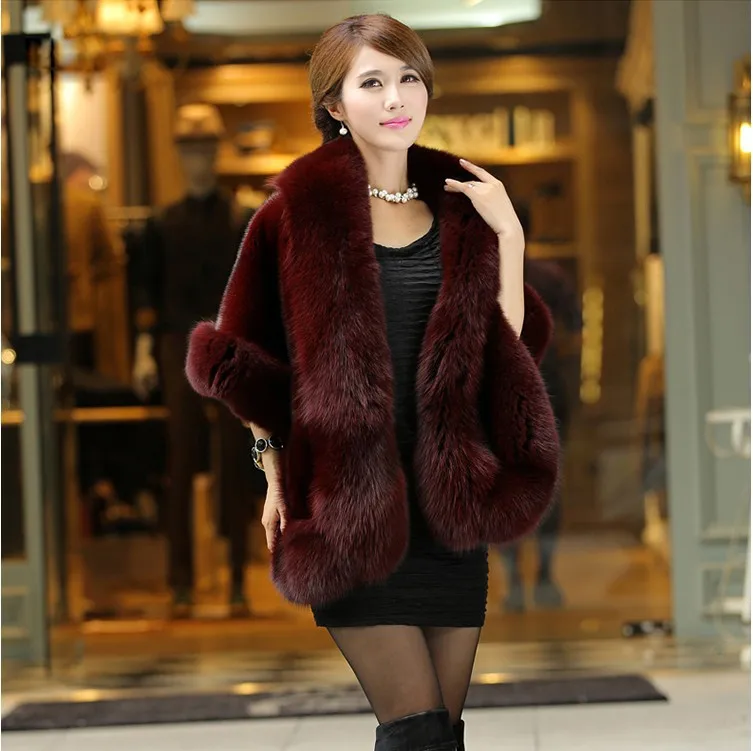 Mid Length Slim Fit Sleeveless Wedding Fur Shawl Dress Jacket