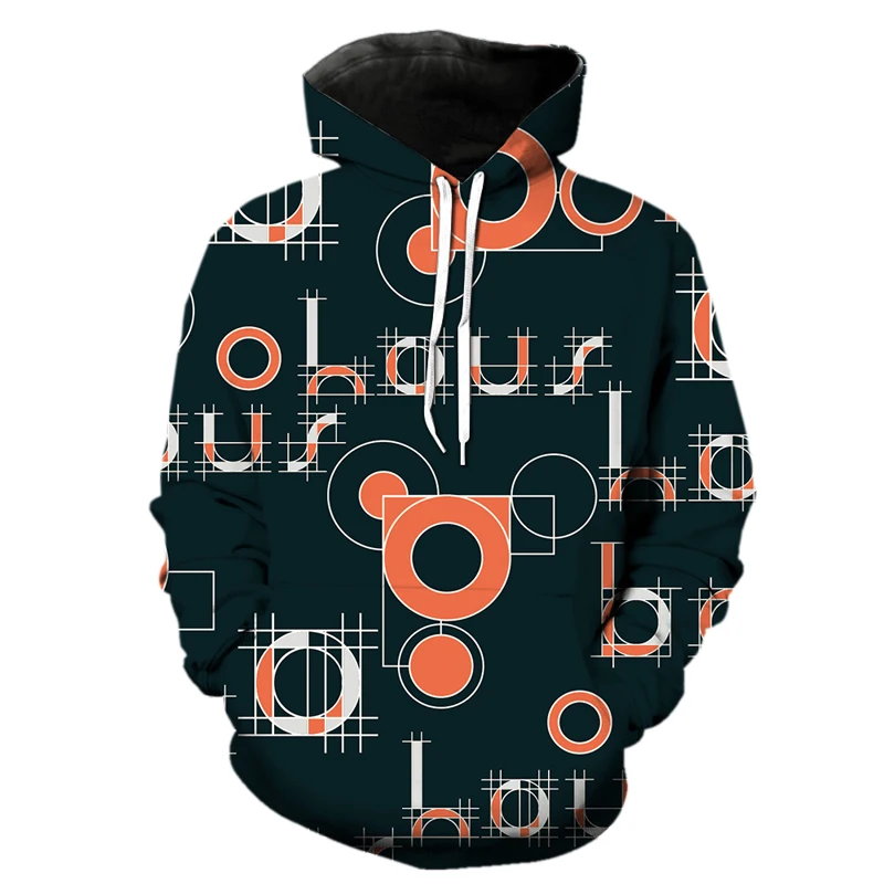 

Geometric graffiti 3D Printing Creative Pattern Men's Hoodies Spring And Autumn Long-sleeved Oversized Hoodie Men's Clothes