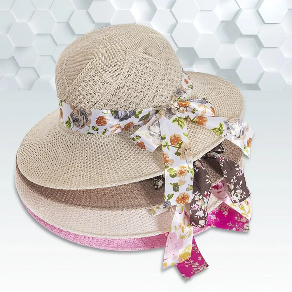 New Holiday Breathable Fisherman Hats Women Girls UV Protection Women Sun Hat Wide Brim Straw Hats Beach Cap One Size