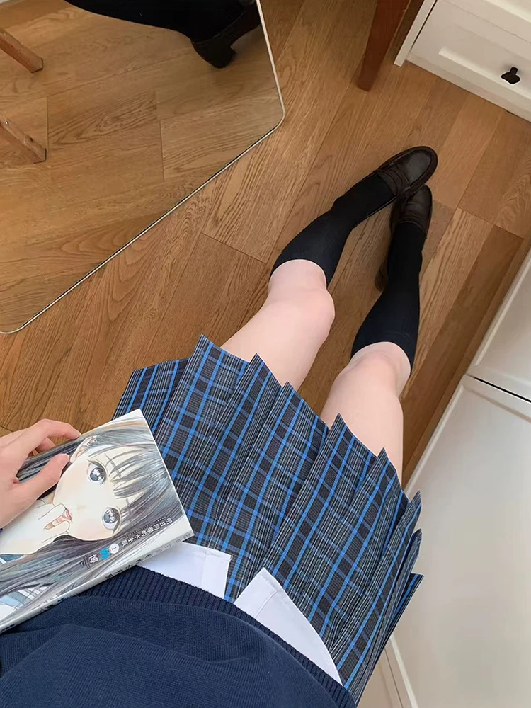 Jupes plissées à carreaux rétro japonais, taille haute, Preppy avec nœud, Mini jupes, uniformes originaux Jk, jupe trapèze pour écolières, été