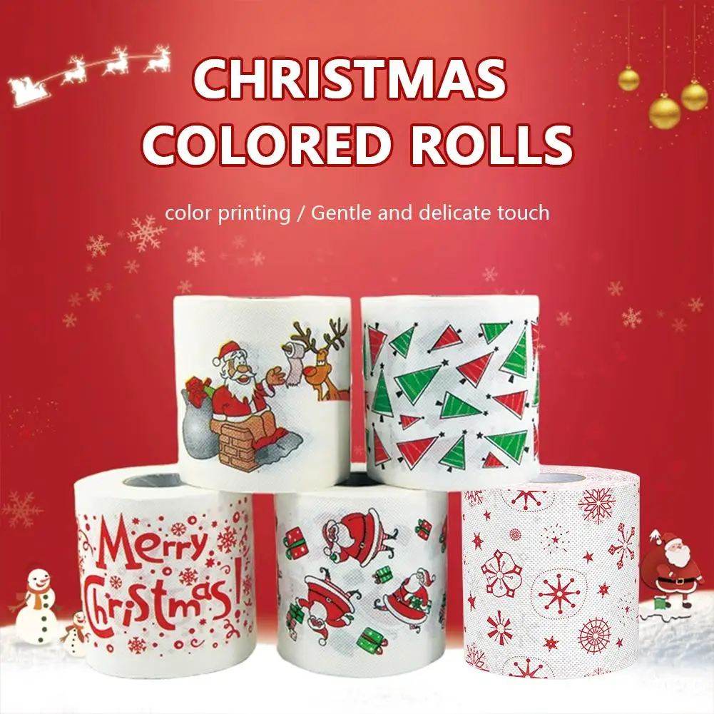 Christmas Toilet Roll Paper Happy 2026 New Year Christmas Napkin Xmas Supplies Tissue 1Roll Paper Christmas Toilet Home Rol R7D1