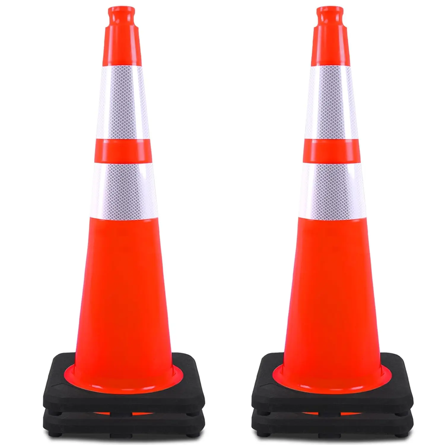 

4 Pack 28" Orange Traffic Cones, PVC Parking Construction Safety Cones w/Reflective Collars Heavy Duty Rubber Base