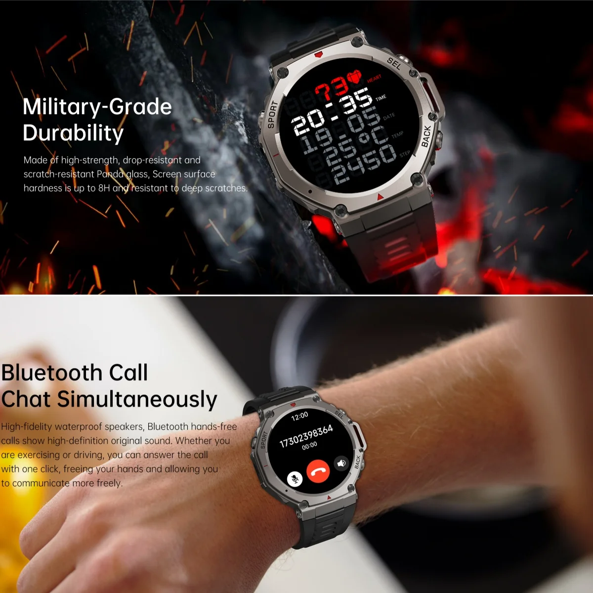 NEW T-Rex 3 PRO GPS Smart Watch AMOLED 5ATM Waterproof Bluetooth Calling 500mAh Battery Military Grade Swim Smartwatches For Men