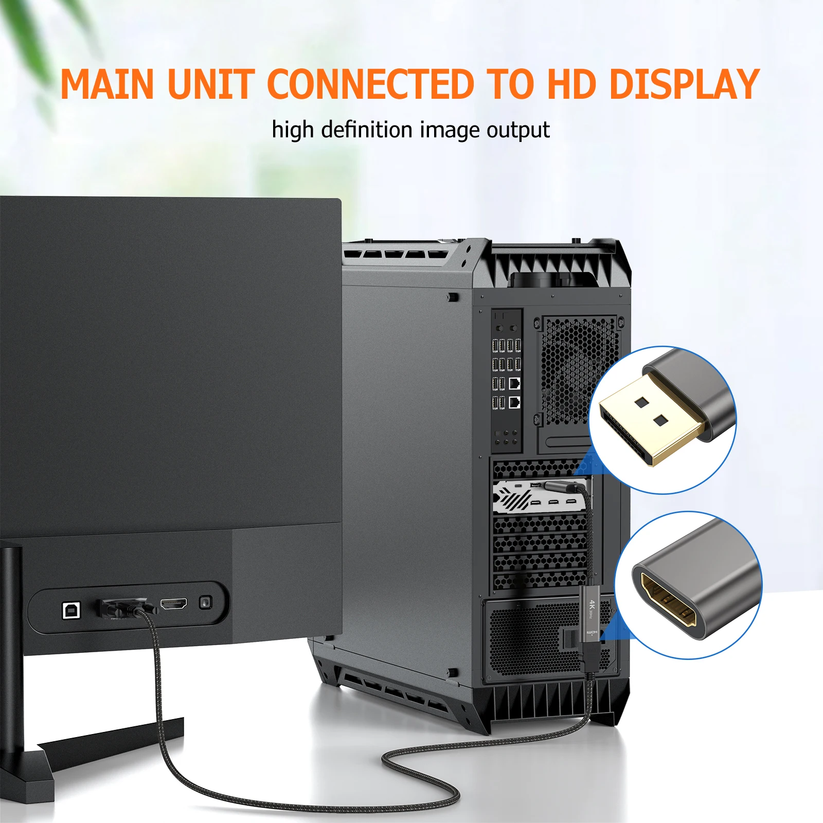 UMUST 4K DisplayPort to HDMI Video Cable,Compatible 4K 30Hz 1080P Vide Adapter, DP Famale to HDMI Male Cord for HDTV PC Projecto
