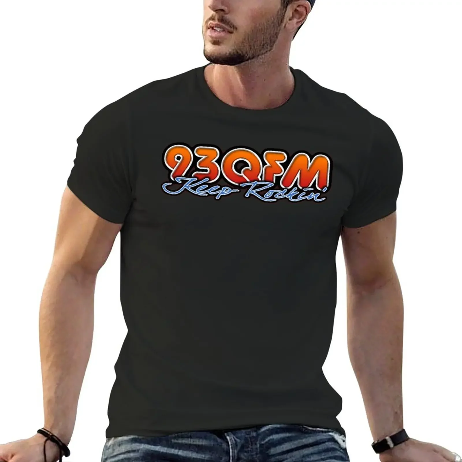 93 QFM Radio T-Shirt essential t shirt plain graphic t shirt vintage mens t shirts casual stylish