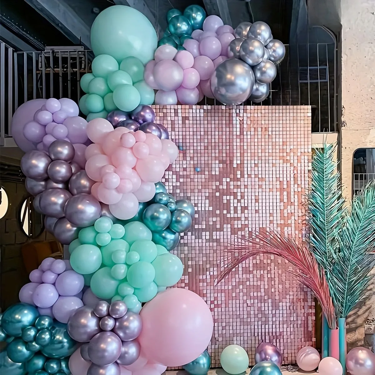 164-teiliges Latex-Ballon-Set in Rosa, Lila, Grün und Silber, geeignet für Geburtstagsfeiern, Hochzeiten, Partydekorationen zum Valentinstag