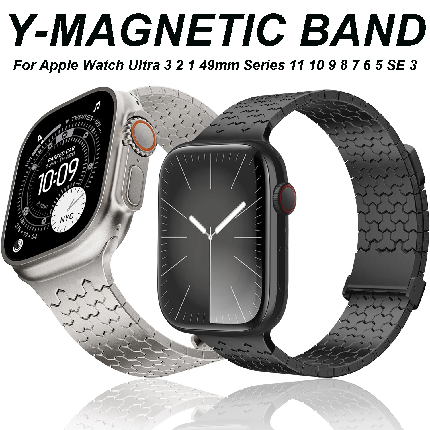 

Магнитный ремешок из нержавеющей стали для Apple Watch Ultra 3 2 49 мм серии 11 10 46 мм Металлический ремешок для Iwatch 9 8 7 6 5 4 SE 3 45 мм 44 мм