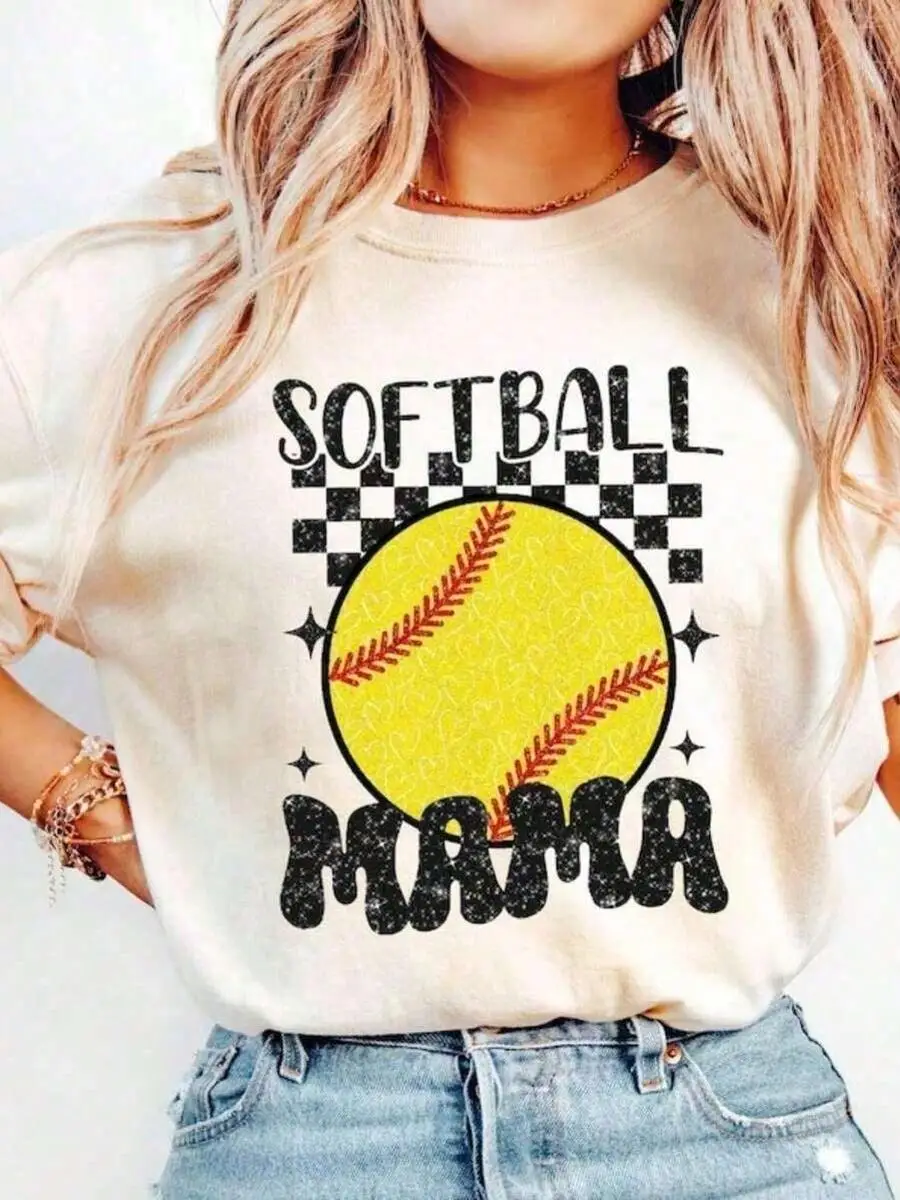 2026 LC Retro Softball Mama Shirt, Softball Shirt,Sports Shirt, Retro Mom Shirt, Softball Mom Shirt, Gifts Mom,Faux Glitter,% Cotton Oversized Sh