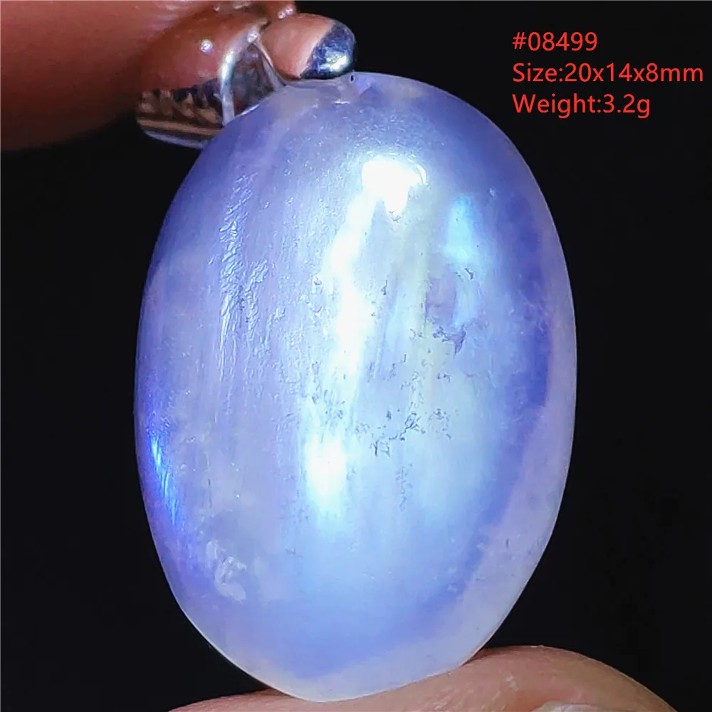 Natural Blue Light Moonstone Pendant Necklace Flash Beads Water Drop Moonstone Women Oval Healing AAAAAA