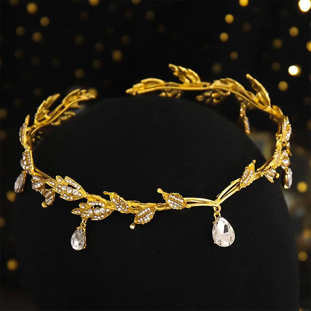 Elegante Cadena para la Frente de Aleación con Pedrería, Diadema de Corona, Tiara Nupcial, Joyería para el Cabello de Mujer para Ceremonia de Boda